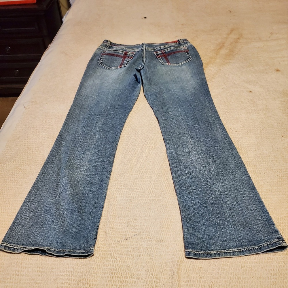 Americana Blues Womens Size 12 Bootcut Jeans Blue Red Contrast Stitch Mid Rise
